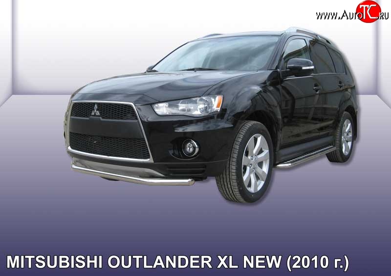 11 999 р. Одинарная защита переднего бампера из трубы диаметром 57 мм Slitkoff  Mitsubishi Outlander  XL (2010-2013) (CW)  рестайлинг (Нержавейка, Полированная)  с доставкой в г. Набережные‑Челны