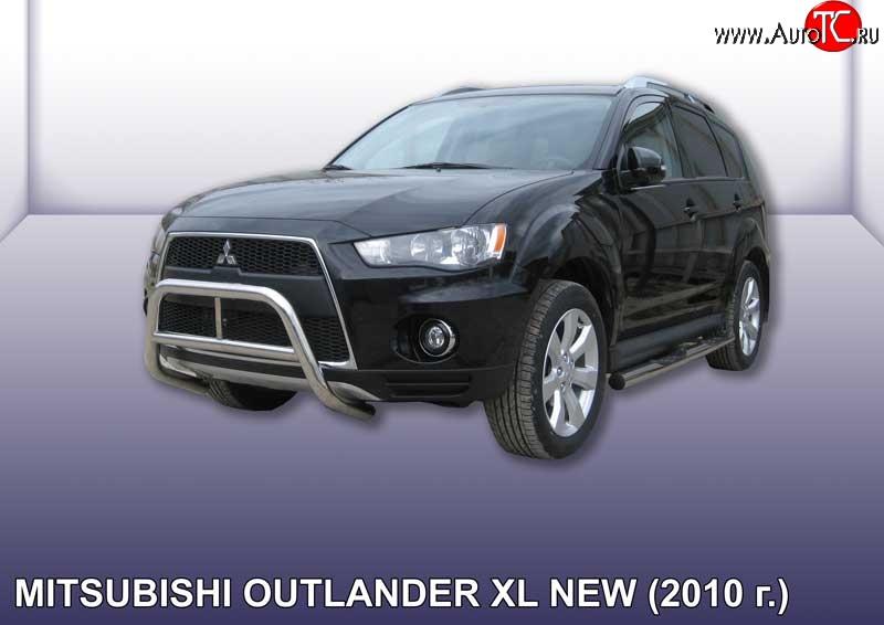 26 999 р. Усиленная защита переднего бампера из трубы диаметром 57 мм Slitkoff  Mitsubishi Outlander  XL (2010-2013) (CW)  рестайлинг (Нержавейка, Полированная)  с доставкой в г. Набережные‑Челны