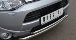 16 999 р. Защита переднего бампера (2 трубыØ63 и 42 мм, нержавейка) SLITKOFF Mitsubishi Outlander GF дорестайлинг (2012-2014)  с доставкой в г. Набережные‑Челны. Увеличить фотографию 2