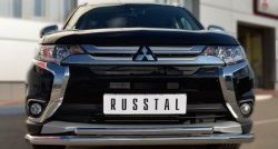 16 899 р. Защита переднего бампера (2 трубыØ63 и 42 мм, нержавейка) SLITKOFF Mitsubishi Outlander GF 2-ой рестайлинг (2015-2018)  с доставкой в г. Набережные‑Челны. Увеличить фотографию 4