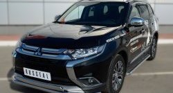 22 949 р. Защита переднего бампера (2 трубыØ75х42 и 63 мм, нержавейка) Russtal Mitsubishi Outlander GF 2-ой рестайлинг (2015-2018)  с доставкой в г. Набережные‑Челны. Увеличить фотографию 4