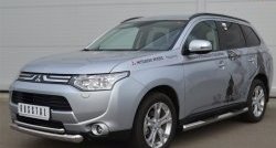 19 699 р. Защита переднего бампера (2 трубыØ76 и 42 мм, нержавейка) SLITKOFF  Mitsubishi Outlander  GF (2012-2014) дорестайлинг  с доставкой в г. Набережные‑Челны. Увеличить фотографию 2