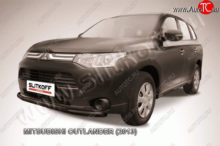 10 949 р. Защита переднего бампер Slitkoff Mitsubishi Outlander GF дорестайлинг (2012-2014) (Цвет: серебристый)  с доставкой в г. Набережные‑Челны