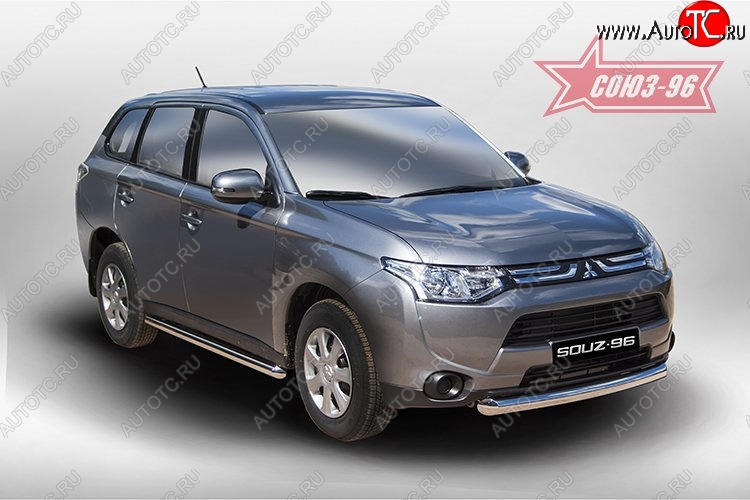 13 274 р. Защита переднего бампера одинарная Souz-96 (d76) Mitsubishi Outlander GF дорестайлинг (2012-2014)  с доставкой в г. Набережные‑Челны