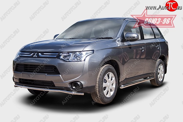 10 934 р. Защита переднего бампера диаметр трубы 42 мм Premium Souz-96 Mitsubishi Outlander GF дорестайлинг (2012-2014)  с доставкой в г. Набережные‑Челны