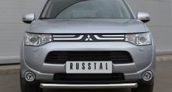 13 999 р. Одинарная защита переднего бампера диаметром 63 мм SLITKOFF Mitsubishi Outlander GF дорестайлинг (2012-2014)  с доставкой в г. Набережные‑Челны. Увеличить фотографию 1