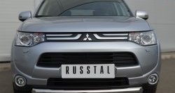 16 599 р. Одинарная защита переднего бампера диаметром 76 мм SLITKOFF  Mitsubishi Outlander  GF (2012-2014) дорестайлинг  с доставкой в г. Набережные‑Челны. Увеличить фотографию 3