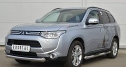 16 599 р. Одинарная защита переднего бампера диаметром 76 мм SLITKOFF  Mitsubishi Outlander  GF (2012-2014) дорестайлинг  с доставкой в г. Набережные‑Челны. Увеличить фотографию 4