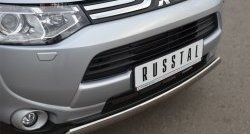 15 649 р. Защита переднего бампера (Ø75х42 мм, нержавейка) Russtal Mitsubishi Outlander GF дорестайлинг (2012-2014)  с доставкой в г. Набережные‑Челны. Увеличить фотографию 2