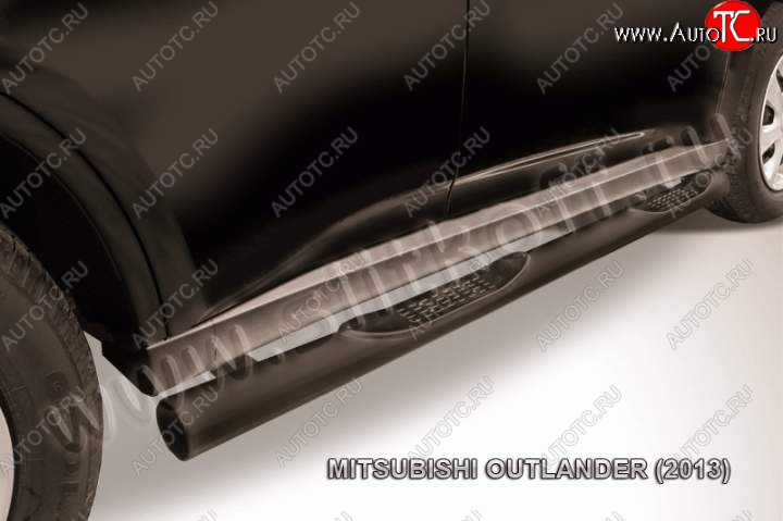 13 749 р. Защита порогов Slitkoff  Mitsubishi Outlander  GF (2012-2014) дорестайлинг (Цвет: серебристый)  с доставкой в г. Набережные‑Челны