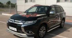 15 299 р. Защита порогов из круглой трубы диаметром 63 мм (рестайлинг) Russtal Mitsubishi Outlander GF 2-ой рестайлинг (2015-2018) (Защита порогов с со скосами на торцах (вариант 1))  с доставкой в г. Набережные‑Челны. Увеличить фотографию 4