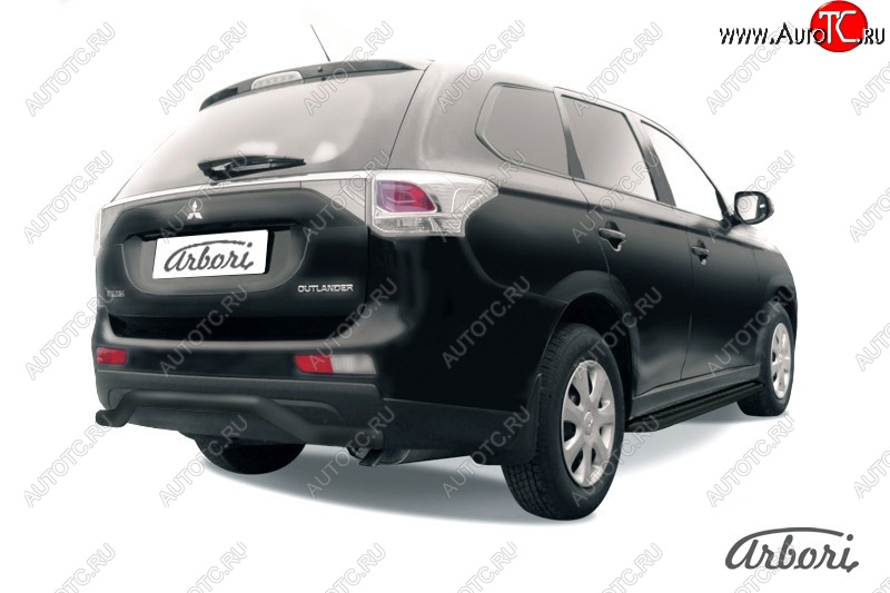 6 209 р. Защита заднего бампера Arbori (волна, черная, 1 труба d57 mm). Mitsubishi Outlander GF дорестайлинг (2012-2014)  с доставкой в г. Набережные‑Челны