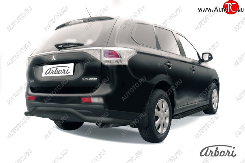 6 929 р. Защита заднего бампера Arbori (длинная, черная, 1 труба d57 mm). Mitsubishi Outlander GF дорестайлинг (2012-2014)  с доставкой в г. Набережные‑Челны