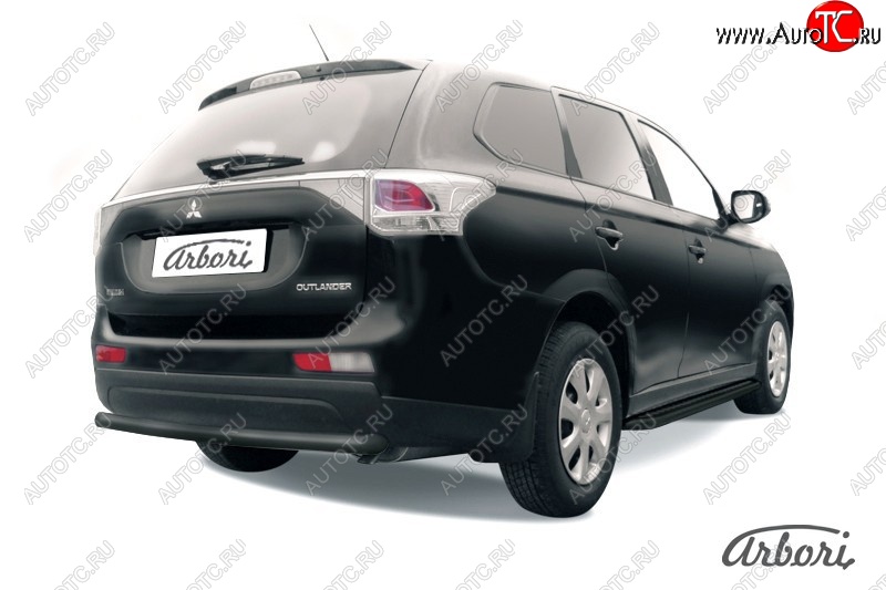 5 399 р. Защита заднего бампера Arbori (уголки, черная, 1 труба d57 mm). Mitsubishi Outlander GF дорестайлинг (2012-2014)  с доставкой в г. Набережные‑Челны