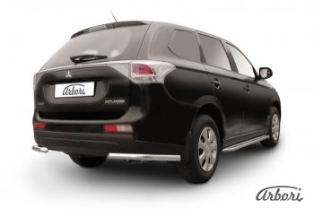 Защита заднего бампера Arbori (уголки, нержавейка, 1 труба d57 mm). Mitsubishi Outlander GF дорестайлинг (2012-2014)