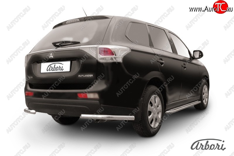 8 909 р. Защита заднего бампера Arbori (уголки, нержавейка, 1 труба d57 mm). Mitsubishi Outlander GF дорестайлинг (2012-2014)  с доставкой в г. Набережные‑Челны