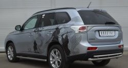 17 849 р. Защита заднего бампера (Ø63 и 42 мм, нержавейка) SLITKOFF Mitsubishi Outlander GF дорестайлинг (2012-2014)  с доставкой в г. Набережные‑Челны. Увеличить фотографию 4