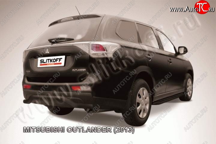 8 349 р. Защита задняя Slitkoff Mitsubishi Outlander GF дорестайлинг (2012-2014) (Цвет: серебристый)  с доставкой в г. Набережные‑Челны