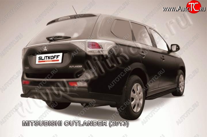 10 399 р. Защита задняя Slitkoff Mitsubishi Outlander GF дорестайлинг (2012-2014) (Цвет: серебристый)  с доставкой в г. Набережные‑Челны