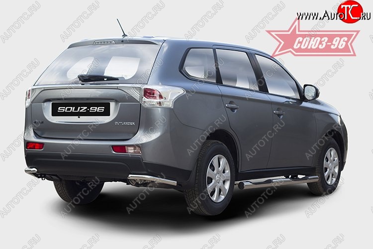 7 784 р. Защита заднего бампера из боковых уголков диаметром 42 мм SOUZ-96 Mitsubishi Outlander GF дорестайлинг (2012-2014)  с доставкой в г. Набережные‑Челны