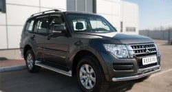 23 999 р. Защита переднего бампера (2 трубыØ63 мм, нержавейка) SLITKOFF  Mitsubishi Pajero  4 V90 (2014-2020) 2-ой рестайлинг  с доставкой в г. Набережные‑Челны. Увеличить фотографию 4