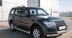 15 849 р. Защита порогов из круглой трубы диаметром 42 мм SLITKOFF  Mitsubishi Pajero  4 V90 (2014-2020) 2-ой рестайлинг  с доставкой в г. Набережные‑Челны. Увеличить фотографию 4