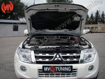 4 099 р. Упор капота MV-Tuning (двойной) Mitsubishi Pajero 4 V80 дорестайлинг (2006-2011)  с доставкой в г. Набережные‑Челны. Увеличить фотографию 3