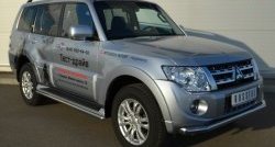 13 349 р. Защита порогов из круглой трубы диаметром 42 мм Russtal Mitsubishi Pajero 4 V90 дорестайлинг (2006-2011) (Защита порогов с со скосами на торцах (вариант 1))  с доставкой в г. Набережные‑Челны. Увеличить фотографию 3