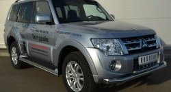 13 349 р. Защита порогов из круглой трубы диаметром 42 мм Russtal Mitsubishi Pajero 4 V90 дорестайлинг (2006-2011) (Защита порогов с со скосами на торцах (вариант 1))  с доставкой в г. Набережные‑Челны. Увеличить фотографию 7