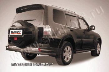 11 299 р. Защита задняя Slitkoff (d76/42)  Mitsubishi Pajero  4 V90 (2006-2020) дорестайлинг, 1-ый рестайлинг, 2-ой рестайлинг (Цвет: серебристый)  с доставкой в г. Набережные‑Челны. Увеличить фотографию 1