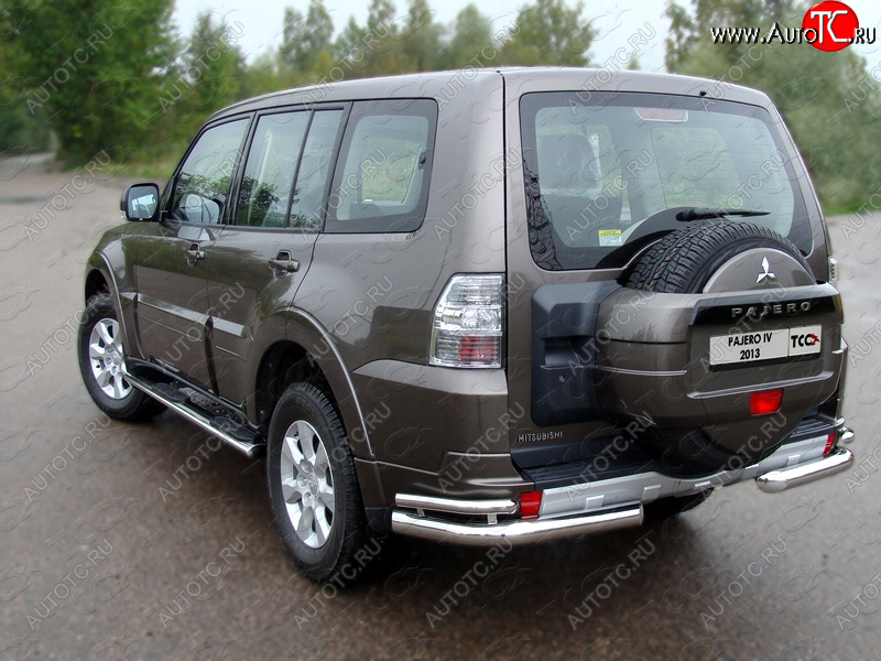 27 999 р. Защита заднего бампера (уголки двойные) ТСС 76,1/42,4 мм Mitsubishi Pajero 4 V90 дорестайлинг (2006-2011)  с доставкой в г. Набережные‑Челны