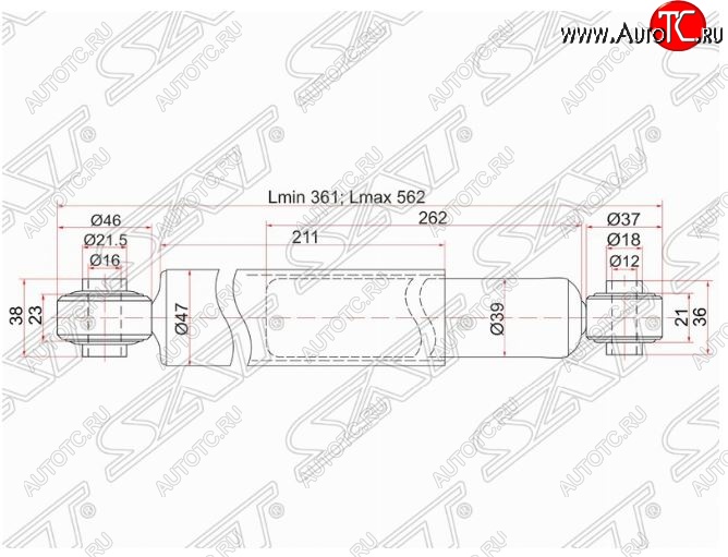 2 199 р. Амортизатор задний SAT Mitsubishi Pajero iO (1998-2007)  с доставкой в г. Набережные‑Челны