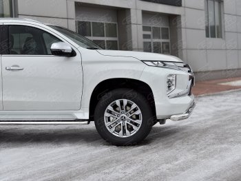 26 649 р. Защита переднего бампера (2 трубы Ø76 и 42 мм, нержавейка) SLITKOFF  Mitsubishi Pajero Sport  QF (2019-2022) рестайлинг  с доставкой в г. Набережные‑Челны. Увеличить фотографию 4