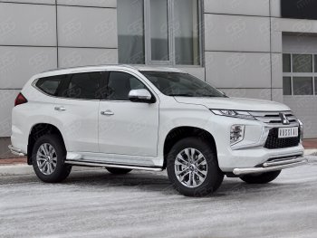 26 649 р. Защита переднего бампера (2 трубы Ø76 и 42 мм, нержавейка) SLITKOFF  Mitsubishi Pajero Sport  QF (2019-2022) рестайлинг  с доставкой в г. Набережные‑Челны. Увеличить фотографию 3