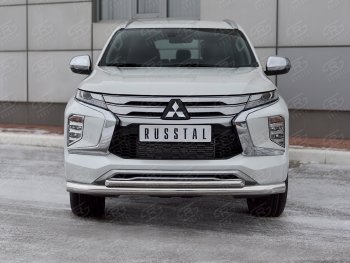 26 649 р. Защита переднего бампера (2 трубы Ø76 и 42 мм, нержавейка) SLITKOFF  Mitsubishi Pajero Sport  QF (2019-2022) рестайлинг  с доставкой в г. Набережные‑Челны. Увеличить фотографию 2