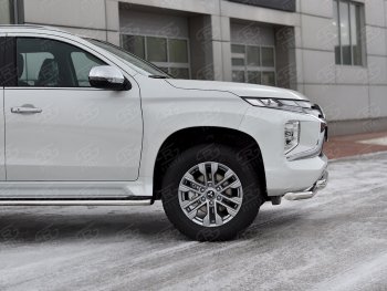 30 999 р. Защита переднего бампера SLITKOFF (Ø63 мм с уголками, нержавейка)  Mitsubishi Pajero Sport  QF (2019-2022) рестайлинг  с доставкой в г. Набережные‑Челны. Увеличить фотографию 4