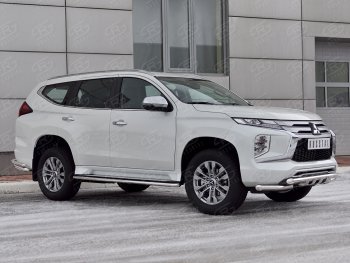 30 999 р. Защита переднего бампера SLITKOFF (Ø63 мм с уголками, нержавейка)  Mitsubishi Pajero Sport  QF (2019-2022) рестайлинг  с доставкой в г. Набережные‑Челны. Увеличить фотографию 3