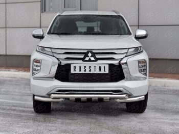 30 999 р. Защита переднего бампера SLITKOFF (Ø63 мм с уголками, нержавейка)  Mitsubishi Pajero Sport  QF (2019-2022) рестайлинг  с доставкой в г. Набережные‑Челны. Увеличить фотографию 2