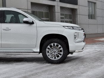 17 499 р. Защита переднего бампера SLITKOFF (Ø63 мм, нержавейка)  Mitsubishi Pajero Sport  QF (2019-2022) рестайлинг  с доставкой в г. Набережные‑Челны. Увеличить фотографию 4