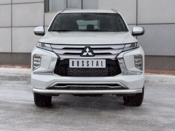 17 499 р. Защита переднего бампера SLITKOFF (Ø63 мм, нержавейка)  Mitsubishi Pajero Sport  QF (2019-2022) рестайлинг  с доставкой в г. Набережные‑Челны. Увеличить фотографию 3