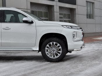 22 699 р. Защита переднего бампера (2 трубы Ø63 и 42 мм, нержавейка) SLITKOFF  Mitsubishi Pajero Sport  QF (2019-2022) рестайлинг  с доставкой в г. Набережные‑Челны. Увеличить фотографию 4