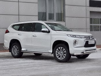 22 699 р. Защита переднего бампера (2 трубы Ø63 и 42 мм, нержавейка) SLITKOFF  Mitsubishi Pajero Sport  QF (2019-2022) рестайлинг  с доставкой в г. Набережные‑Челны. Увеличить фотографию 3