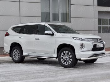 20 999 р. Защита переднего бампера (Ø76 мм, нержавейка) SLITKOFF  Mitsubishi Pajero Sport  QF (2019-2022) рестайлинг  с доставкой в г. Набережные‑Челны. Увеличить фотографию 3