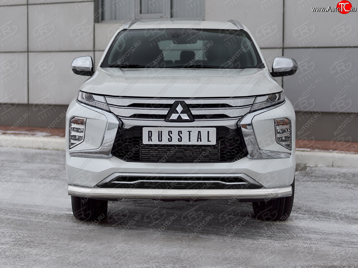 20 999 р. Защита переднего бампера (Ø76 мм, нержавейка) SLITKOFF  Mitsubishi Pajero Sport  QF (2019-2022) рестайлинг  с доставкой в г. Набережные‑Челны