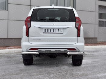 17 999 р. Защита заднего бампера (Ø63 мм уголки, нержавейка) SLITKOFF  Mitsubishi Pajero Sport  QF (2019-2022) рестайлинг  с доставкой в г. Набережные‑Челны. Увеличить фотографию 4