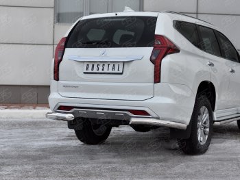 17 699 р. Защита заднего бампера (Ø76 мм уголки, нержавейка) Mitsubishi Pajero Sport QF рестайлинг (2019-2022)  с доставкой в г. Набережные‑Челны. Увеличить фотографию 4