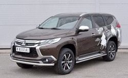 18 649 р. Защита переднего бампера (Ø63 мм, нержавейка) SLITKOFF Mitsubishi Pajero Sport QE дорестайлинг (2015-2021)  с доставкой в г. Набережные‑Челны. Увеличить фотографию 2