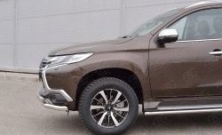 20 449 р. Защита переднего бампера (2 трубыØ63 мм, нержавейка) SLITKOFF Mitsubishi Pajero Sport QE дорестайлинг (2015-2021)  с доставкой в г. Набережные‑Челны. Увеличить фотографию 4