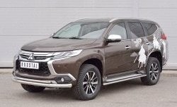 21 999 р. Защита переднего бампера (2 трубыØ76 и 42 мм, нержавейка) SLITKOFF Mitsubishi Pajero Sport QE дорестайлинг (2015-2021)  с доставкой в г. Набережные‑Челны. Увеличить фотографию 2