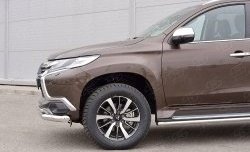 21 999 р. Защита переднего бампера (2 трубыØ76 и 42 мм, нержавейка) SLITKOFF Mitsubishi Pajero Sport QE дорестайлинг (2015-2021)  с доставкой в г. Набережные‑Челны. Увеличить фотографию 4